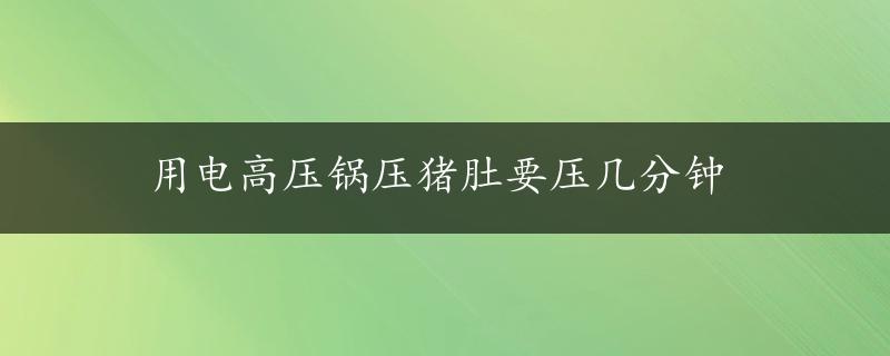 用电高压锅压猪肚要压几分钟