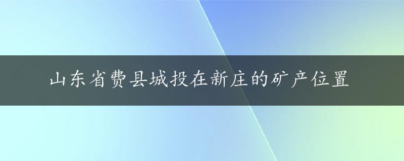 山东省费县城投在新庄的矿产位置