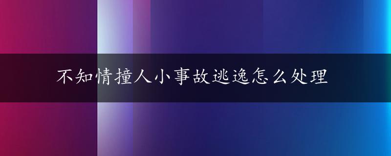 不知情撞人小事故逃逸怎么处理