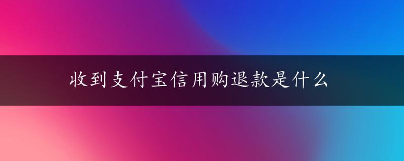 收到支付宝信用购退款是什么