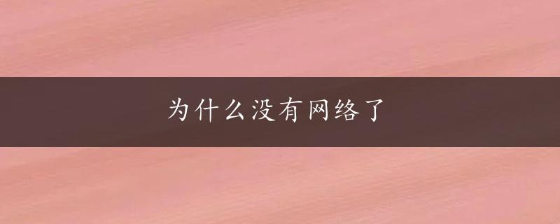 为什么没有网络了