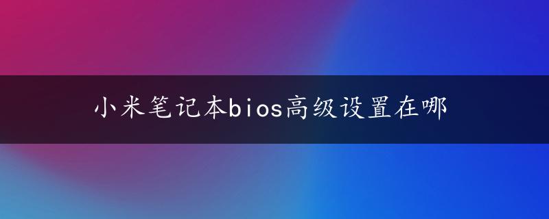 小米笔记本bios高级设置在哪