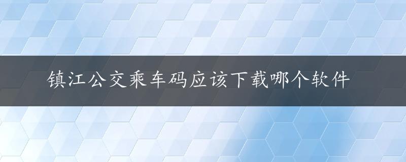 镇江公交乘车码应该下载哪个软件