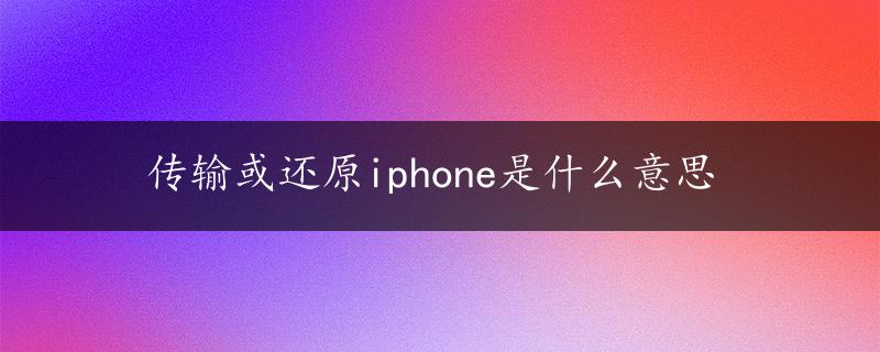 传输或还原iphone是什么意思