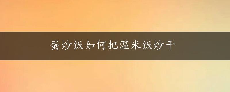 蛋炒饭如何把湿米饭炒干