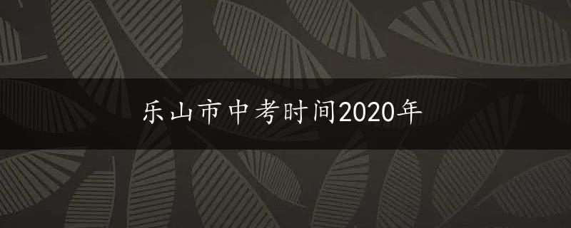 乐山市中考时间2020年