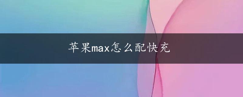 苹果max怎么配快充