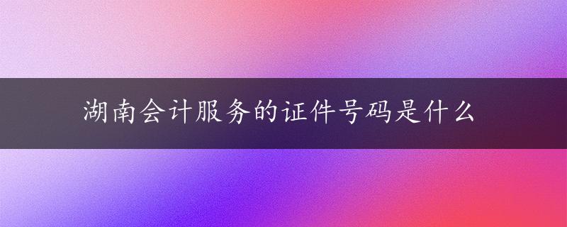 湖南会计服务的证件号码是什么