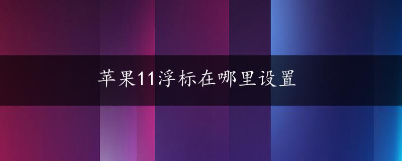 苹果11浮标在哪里设置