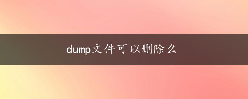 dump文件可以删除么