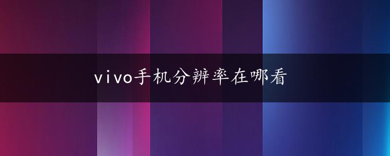 vivo手机分辨率在哪看