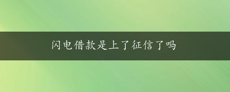 闪电借款是上了征信了吗