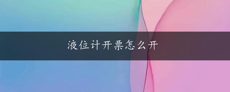 液位计开票怎么开