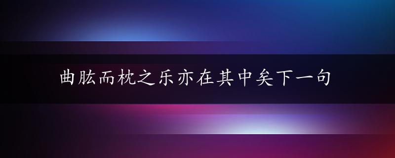 曲肱而枕之乐亦在其中矣下一句