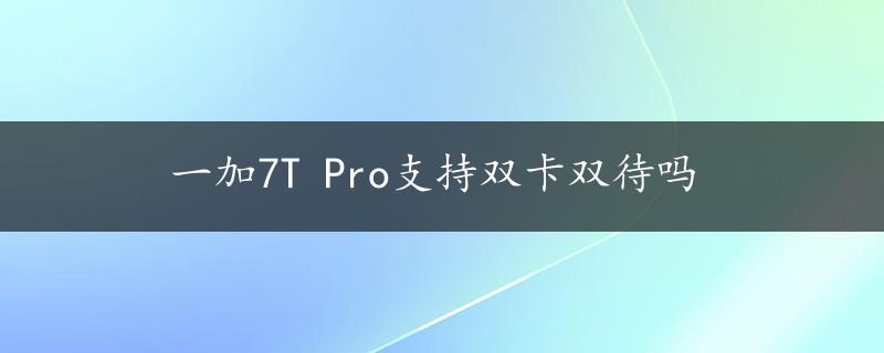 一加7T Pro支持双卡双待吗