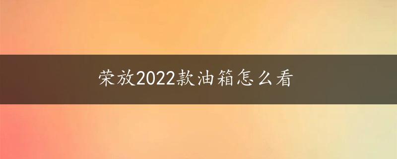 荣放2022款油箱怎么看