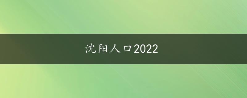 沈阳人口2022