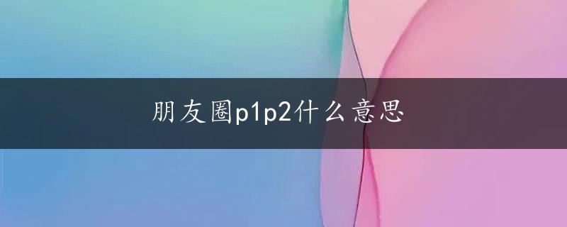 朋友圈p1p2什么意思