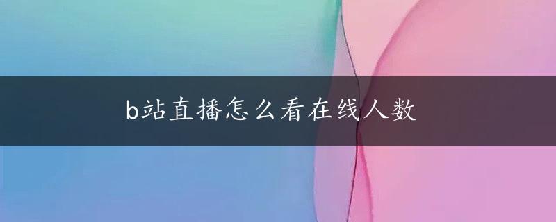 b站直播怎么看在线人数