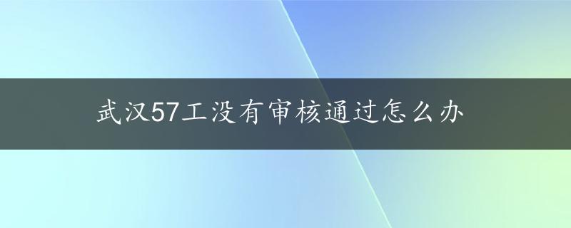 武汉57工没有审核通过怎么办