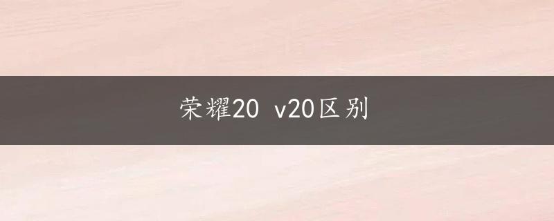 荣耀20 v20区别