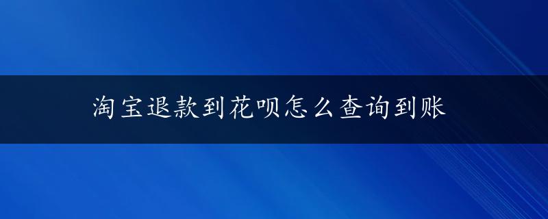 淘宝退款到花呗怎么查询到账