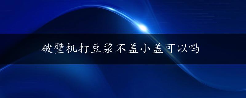 破壁机打豆浆不盖小盖可以吗