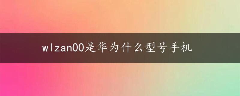 wlzan00是华为什么型号手机