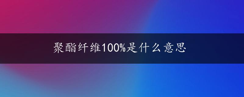 聚酯纤维100%是什么意思