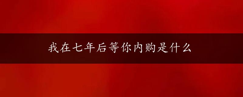 我在七年后等你内购是什么