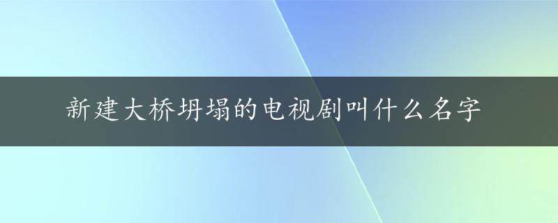 新建大桥坍塌的电视剧叫什么名字