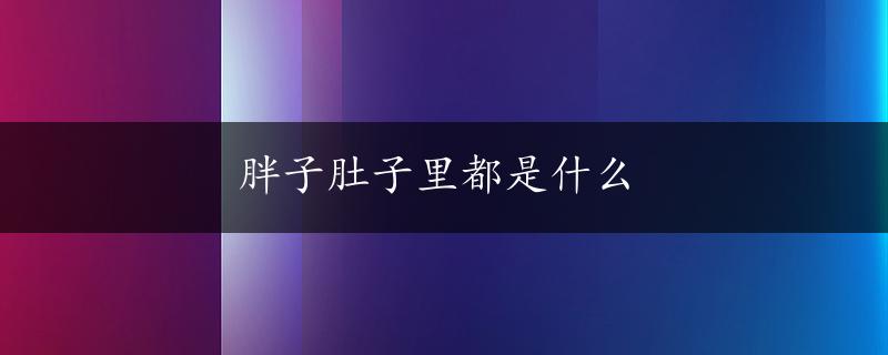 胖子肚子里都是什么