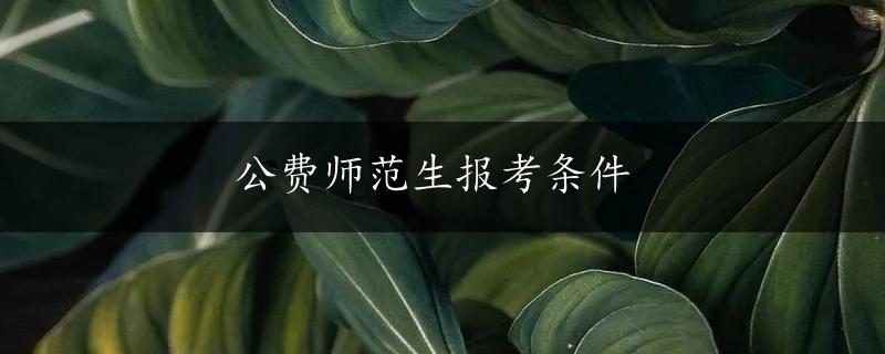 公费师范生报考条件