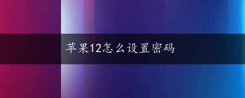 苹果12怎么设置密码