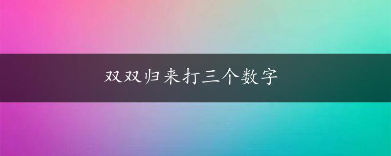 双双归来打三个数字