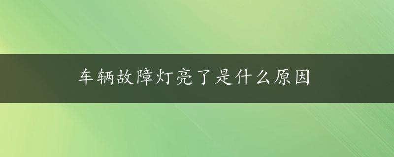 车辆故障灯亮了是什么原因