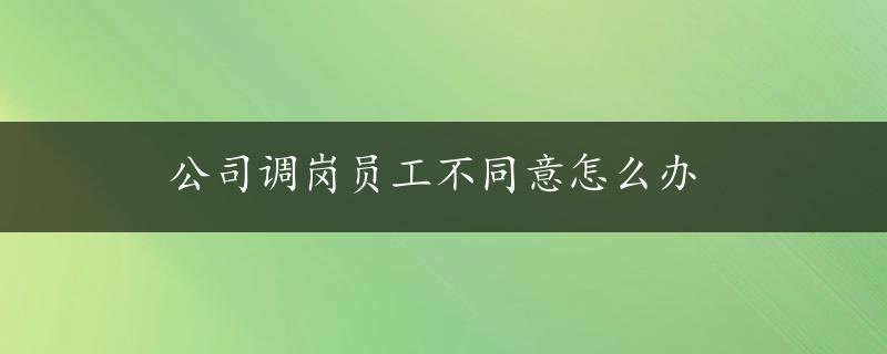 公司调岗员工不同意怎么办