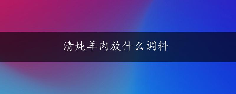 清炖羊肉放什么调料