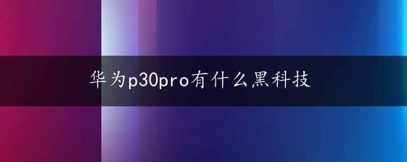 华为p30pro有什么黑科技