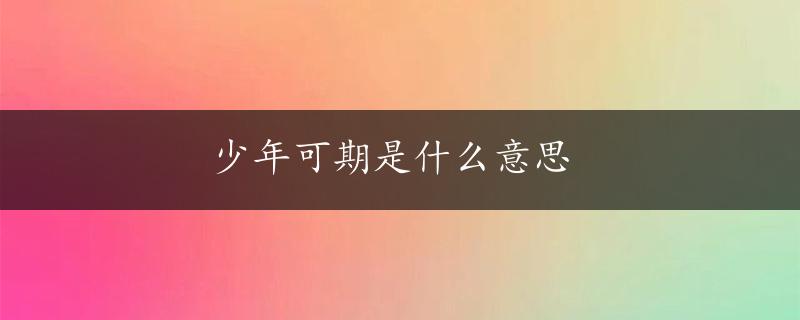 少年可期是什么意思