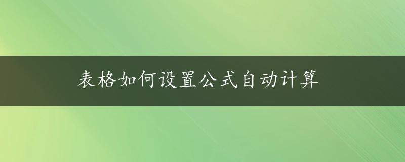 表格如何设置公式自动计算