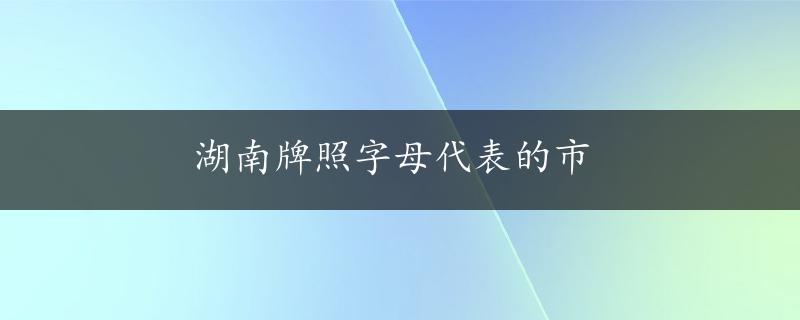 湖南牌照字母代表的市