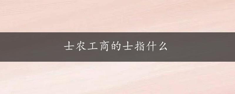 士农工商的士指什么