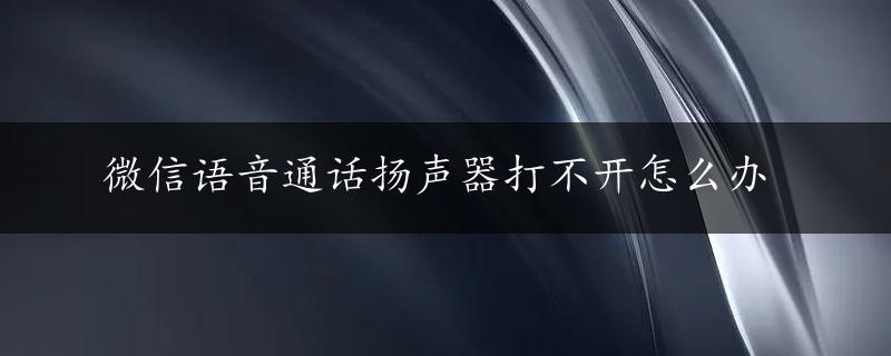 微信语音通话扬声器打不开怎么办