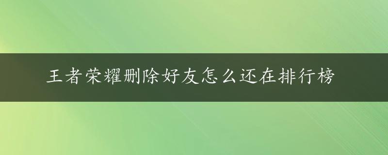 王者荣耀删除好友怎么还在排行榜