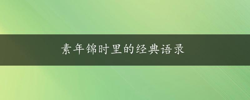 素年锦时里的经典语录