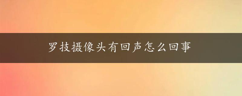 罗技摄像头有回声怎么回事