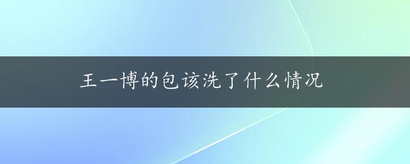 王一博的包该洗了什么情况