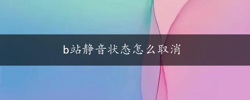 b站静音状态怎么取消