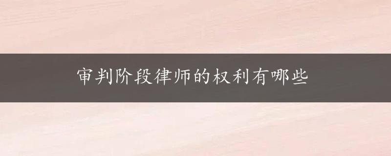 审判阶段律师的权利有哪些